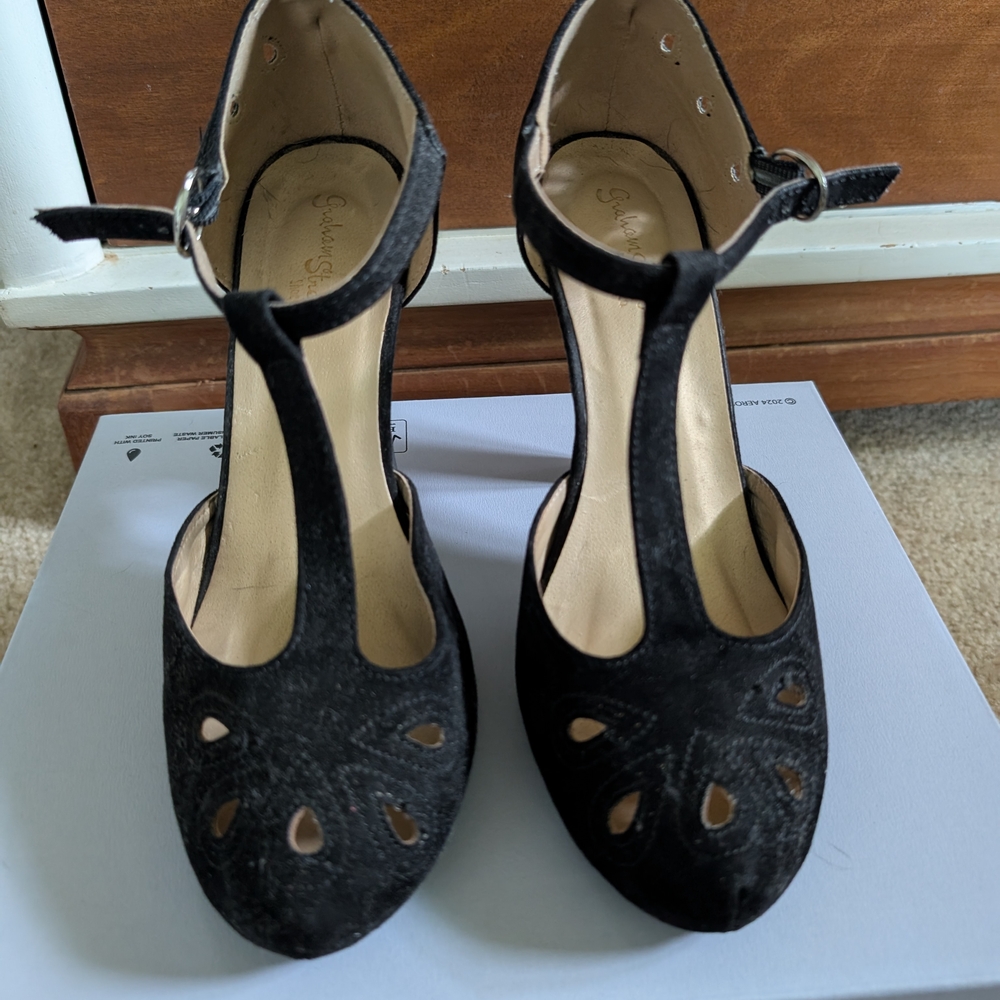 Elegant Black T-Strap Heels